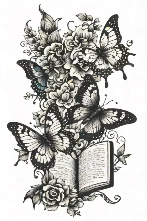 Butterfly's And Flowers And Bible Quote Written
