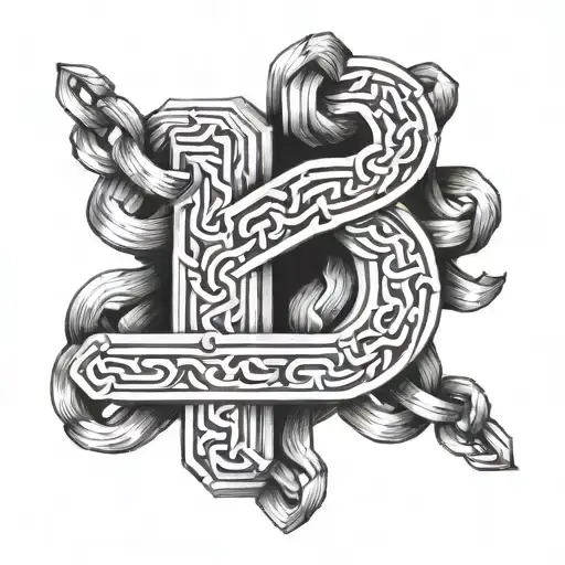 3D Chain Coming Out Of The Body With 3 Initials N V A