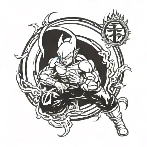 Majin Buu Logo Mixed With Planet Vegeta Symbol