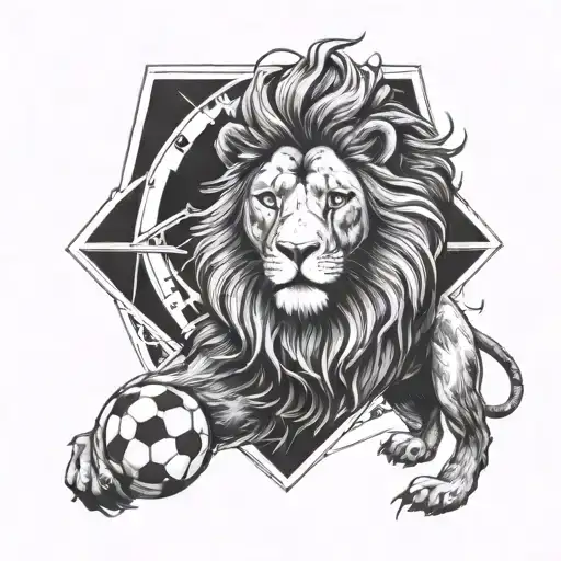 Galactic Lion With A Soccer Ball Orbiting Around It