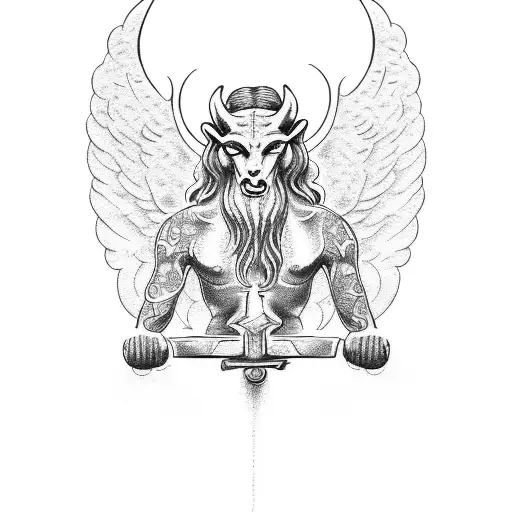 Angel With Arms Raised Mirror Image Of Baphomet