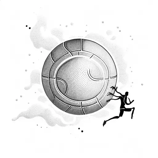 A Basketball Player Diving Into The Ocean With Musical Notes Floating Around Them