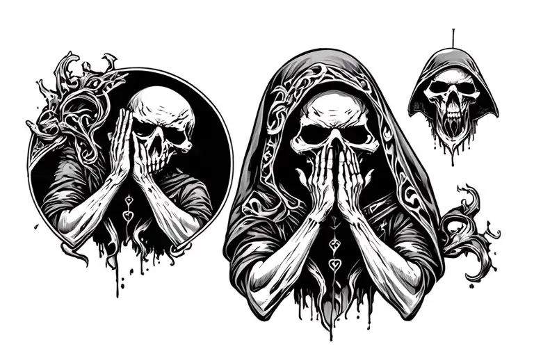 Chest Tattoo Reaper Hear No Evil See No Evil