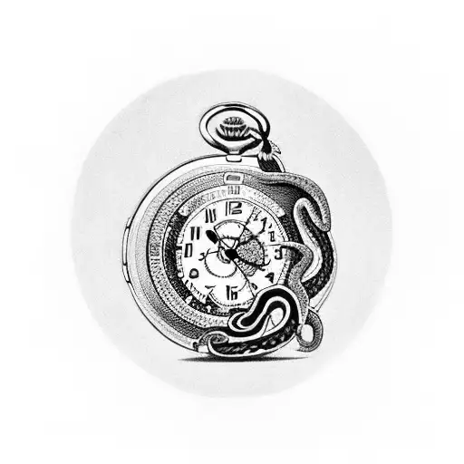 Pocket Watch With A Snake