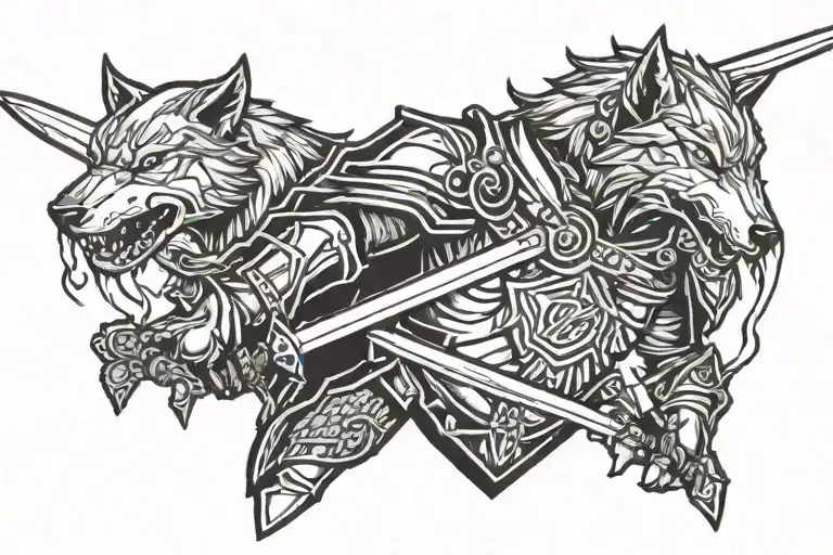 Wolf Knight Holding Sword
