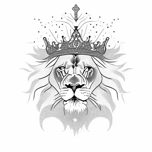 Lion Wearing A Crown Morphing Into A Galaxy