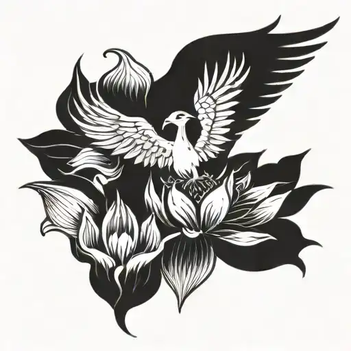 A Phoenix Rising From A Lotus Flower Symbolizing Rebirth And New Beginnings