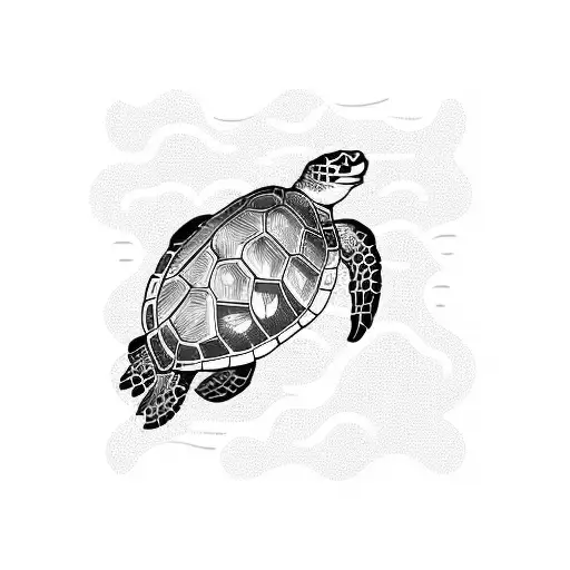 A Majestic Sea Turtle Swimming Through A Wave-filled World Map