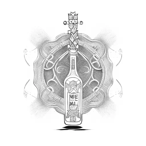 A Moselle Wine Bottle With A Guitar Neck And Strings Made Of Family Names