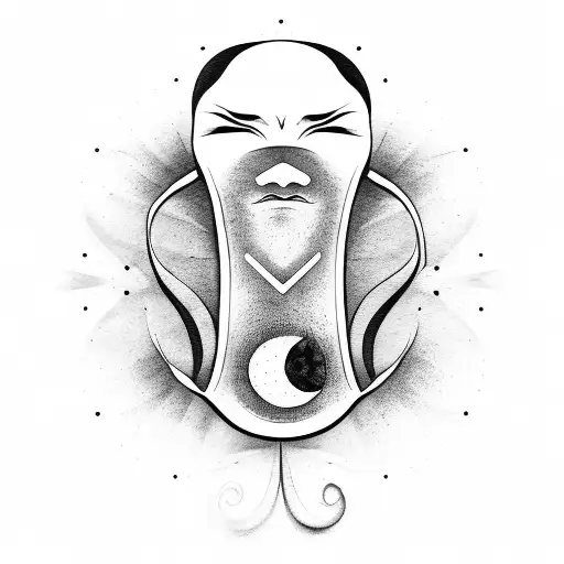 Half Moon With Oni Mask