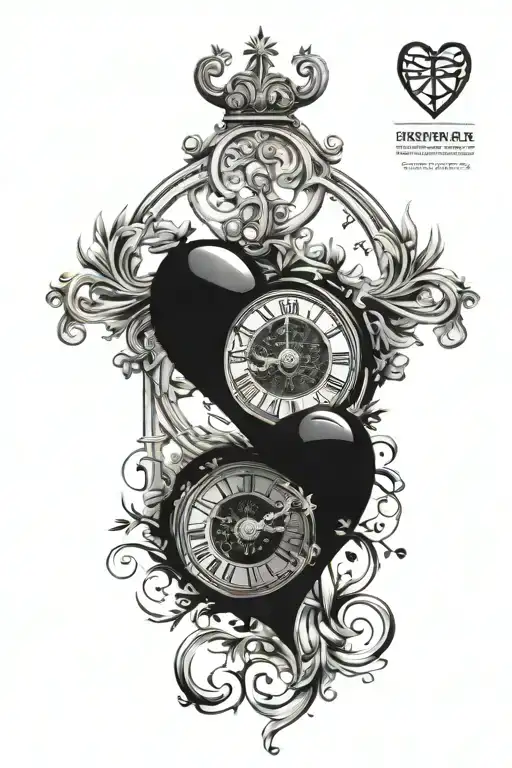 Heart Together With A Roman Clock