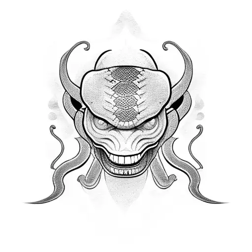 Snake With An Oni Mask