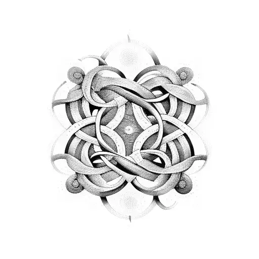 An Infinity Symbol Formed By Interconnected Hearts In A Blackwork Style