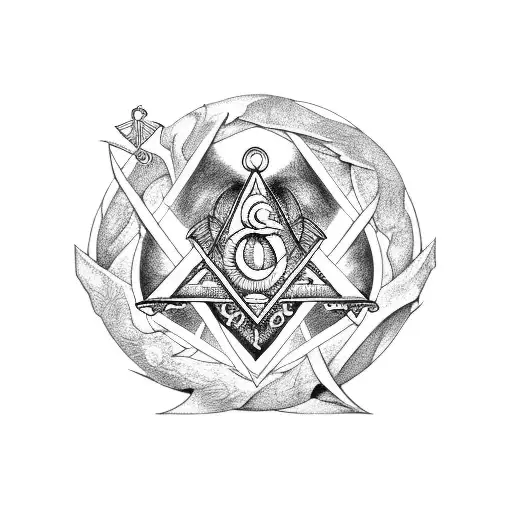 A Dragon Wrapped Around A Masonic Symbol