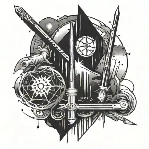 An Abstract Tattoo Inspired By The Magical Wands From Harry Potter And Lightsabers From Star Wars