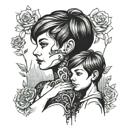 Mother And Daughter With Short Haircut