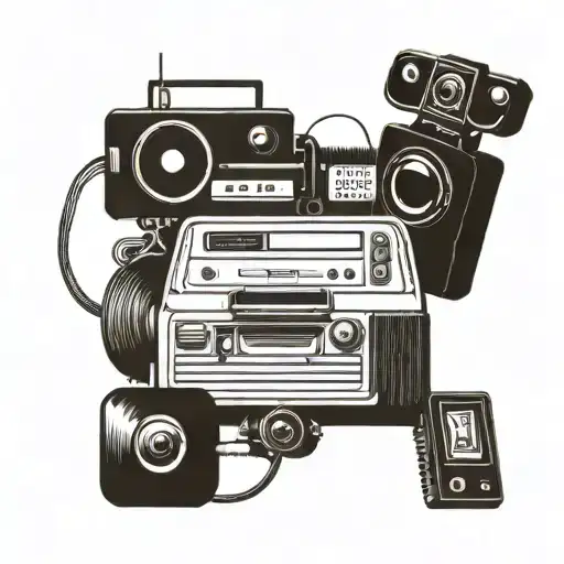 A Classic Car Surrounded By A Retro Television Set And Old-school Video Game Consoles