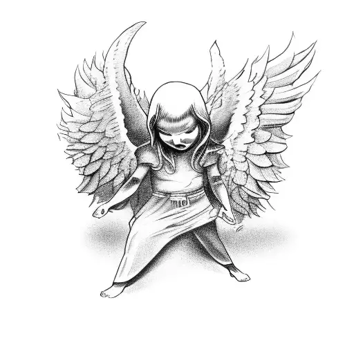 Angel Dragging Figure Up While Demon Dragging Down