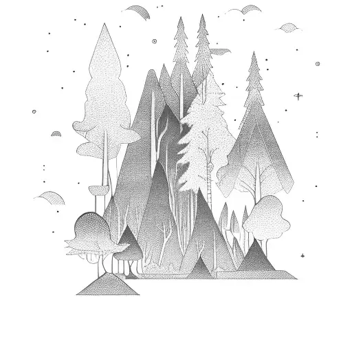 A Mystical Forest With A Hidden Library Nestled Among The Trees