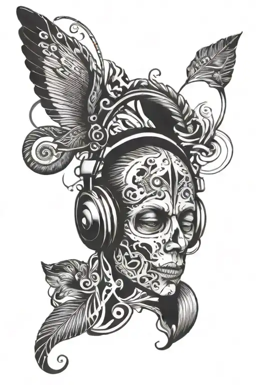 Music In Headphones With Details