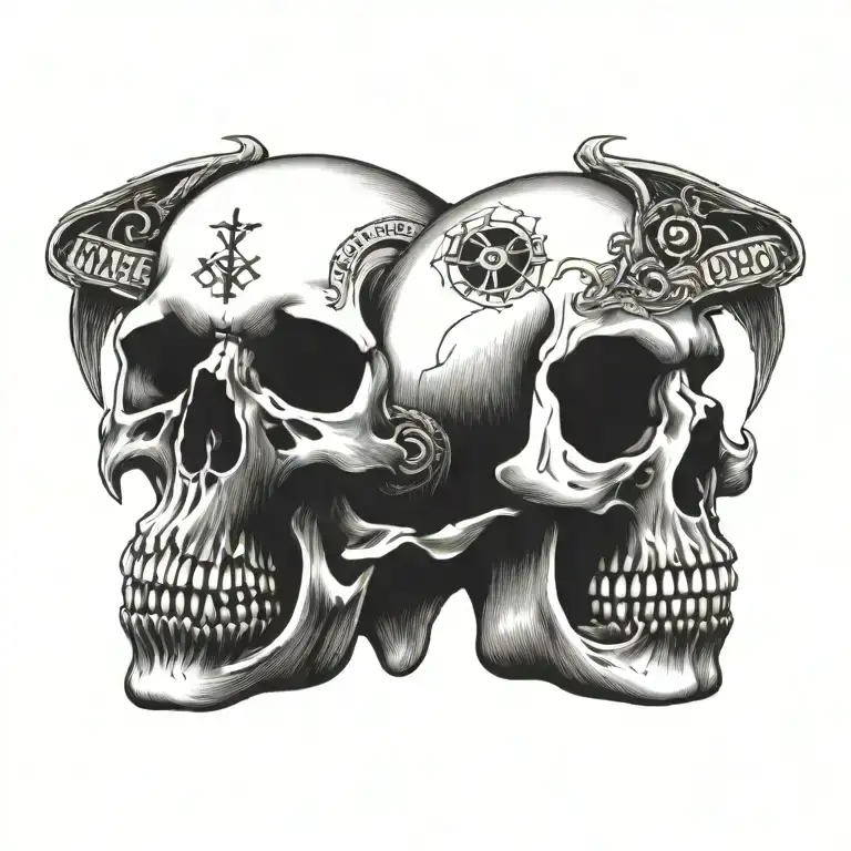 Half Skull With Memento Mori Text