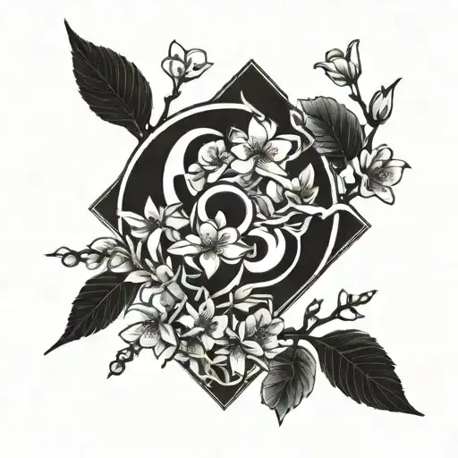Wu Tang Symbol With Cherry Blossoms Around It