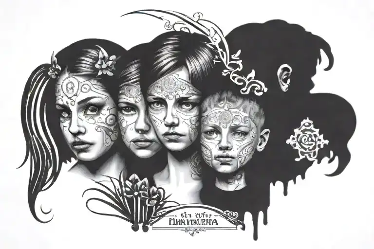 Tattoo With Children's Initials Roman Daniil Nikita