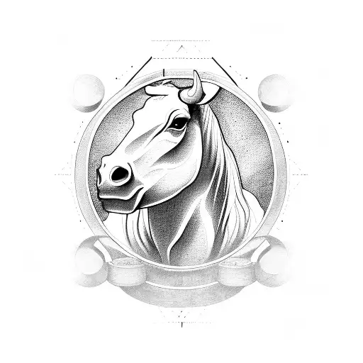 Circle With An A Inside It With Cattle And Horses