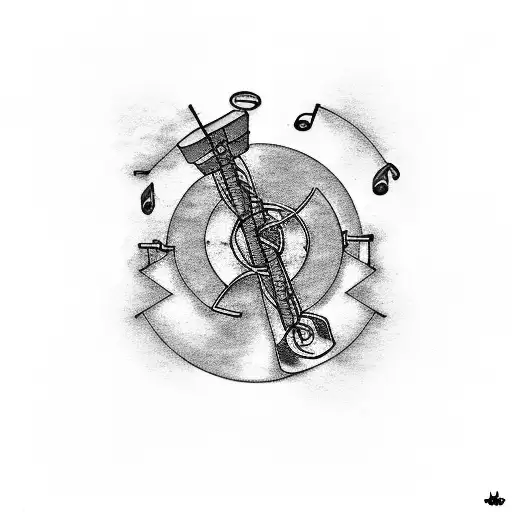 A Newspaper Press Machine Surrounded By A Smoke Cloud With Musical Notes Incorporated