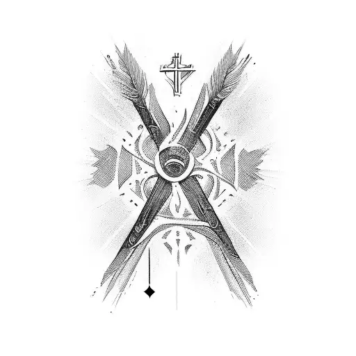 The Word Blessed With A Cross And Birds