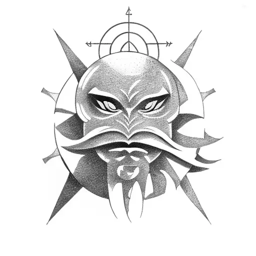 Half Moon With Demon Mask