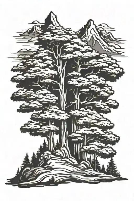 Pine Tree With Scenery