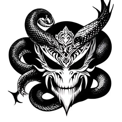 Gothic Oni Mask With Snake