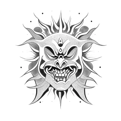 Sun With Oni Mask