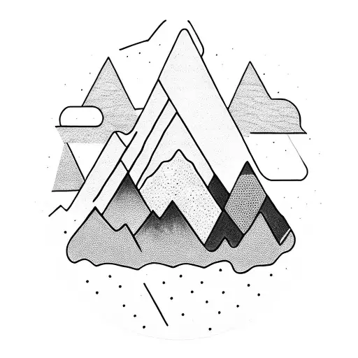 A Silhouette Of A Mountain Range With A Trail Winding Through It