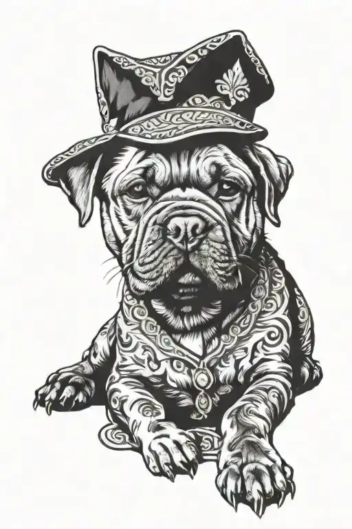 Combine Traditional Indonesian Motifs With A Portrait Of Your Granddaughter And Your Sharpei Dog