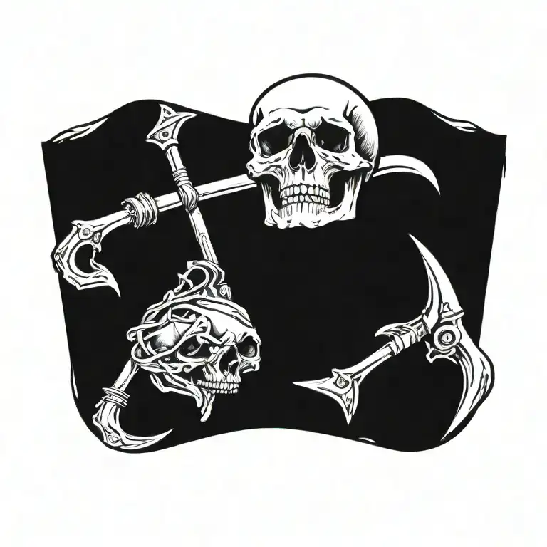 Skull With Scythes With Memento Mori
