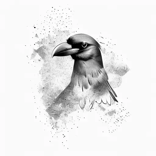 A Realistic And Transitional Portrait Of A Crow In Flight