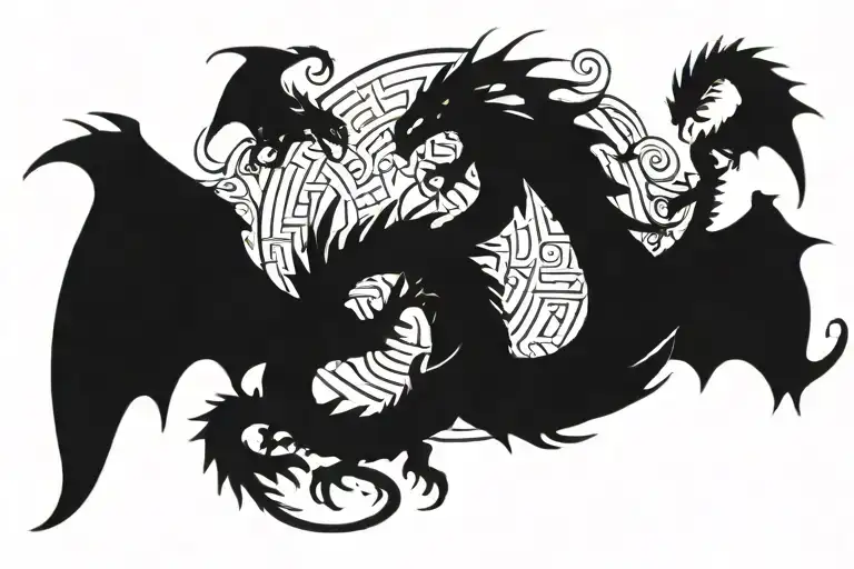 Dragons Encircling A Sun