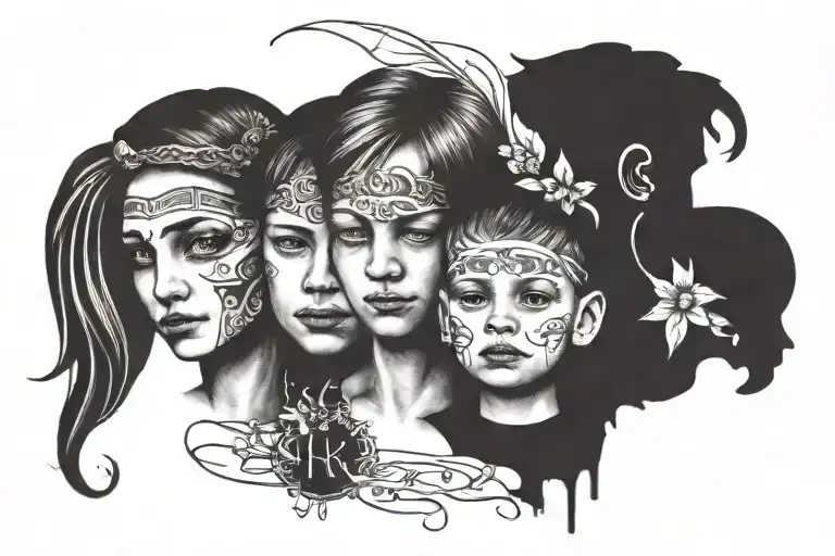 Tattoo With Children's Initials Roman Daniil Nikita