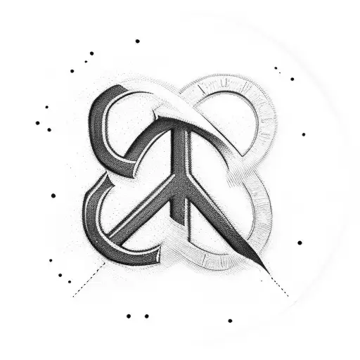 Peace Symbol With Letters R V