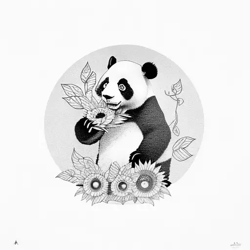 Panda Sunflower Skateboard