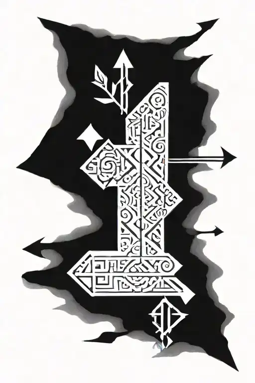 Nordic Runes And Arrow Design