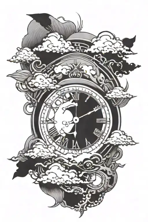 Clock With Sun Bursting Through Clouds Surrounding