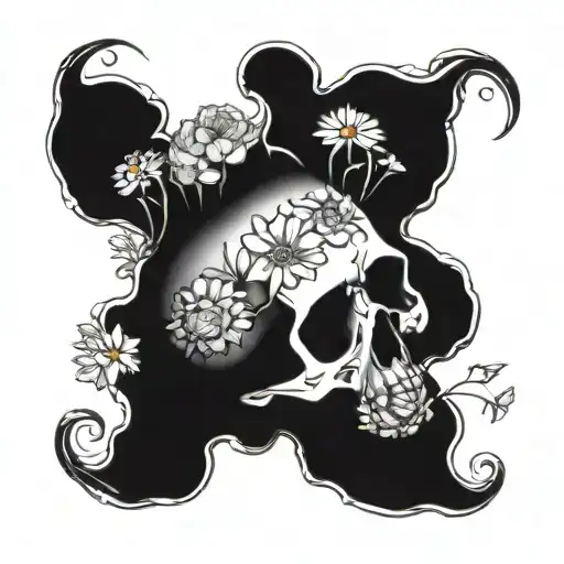 Skull And Wildflowers Growing