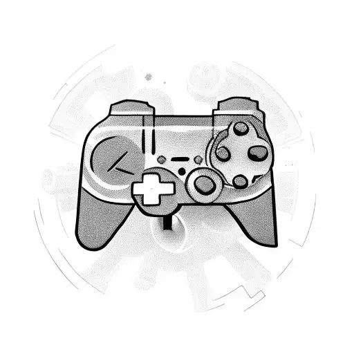 Create A Tattoo Design That Combines A Video Game Controller And A Gun In A Blackwork Style