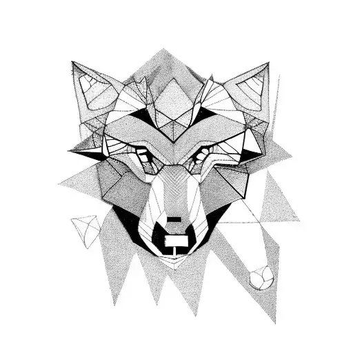 Demonic Wolf In The Woods With Geometric Designs
