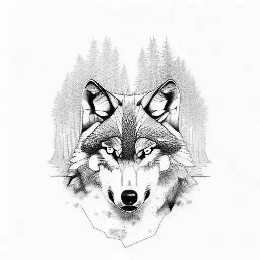 Wolf In Forest Half Sleeve