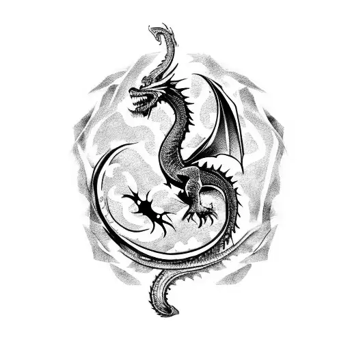 A Game Of Thrones Inspired Tattoo Featuring A Silhouette Of A Dragon In Blackwork Style
