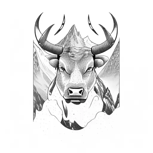 A Majestic Bull Standing On A Mountain Peak